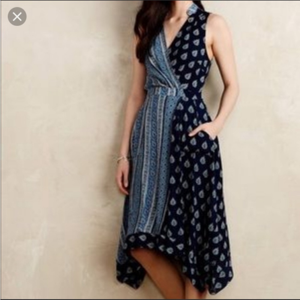 Anthropologie Maeve Eclipse Faux Wrap Dress